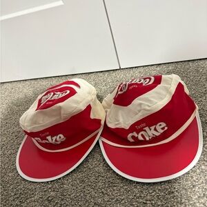 Vintage 2 Piece Coca-Cola Red and White Paper Visors Hats